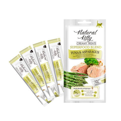 (NEW) Natural Kitty Creamy Treats, SUPERFOOD BLEND - Tuna & Asparagus